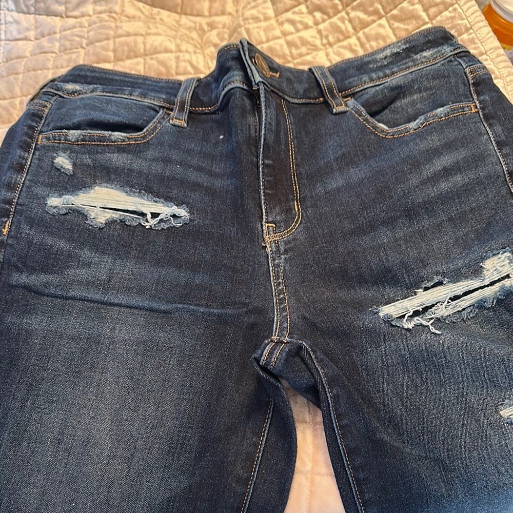 American Eagle Outfitters Dark Blue Distressed Jeans